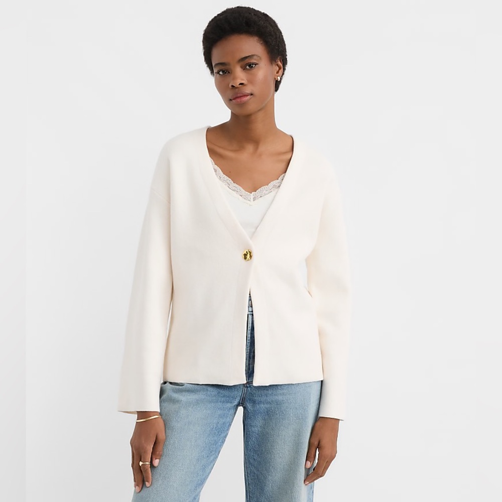 Loft Cream Sweater Jacket with Bell Sleeves - Size Medium
